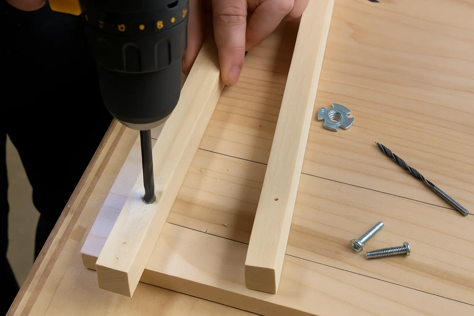 Drilling pilot holes for support pieces